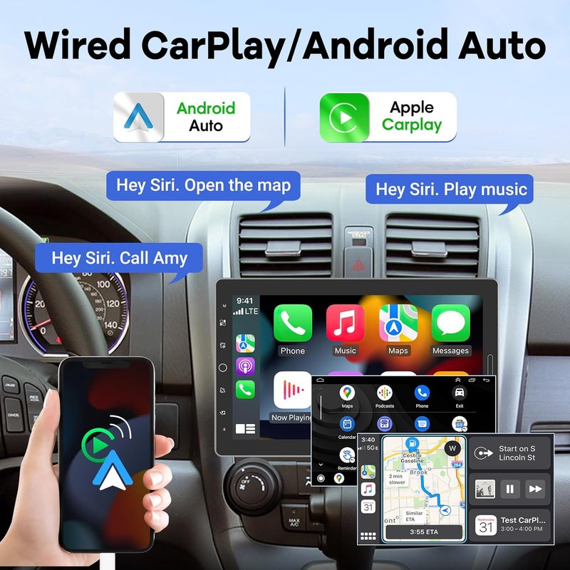 EKAT 10.1 inch Single Din Car Stereo with CarPlay and Android Auto, 10 inch Touch Screen Radio with Mirror Link/1080P/EQ Audio/SWC/Bluetooth +Backup Camera+MIC - Image 2